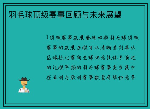 羽毛球顶级赛事回顾与未来展望